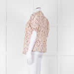 BA & SH Beige Purple Fine Cotton Puff Sleeve Top