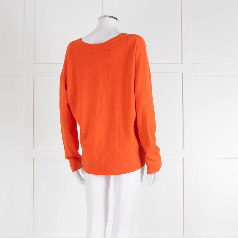 Oui Orange V Neck Knitted Jumper