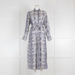 Amina Rubinacci Cream Navy Snake Print Shirt Dress