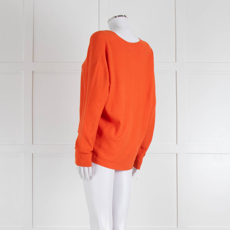 Oui Orange V Neck Knitted Jumper