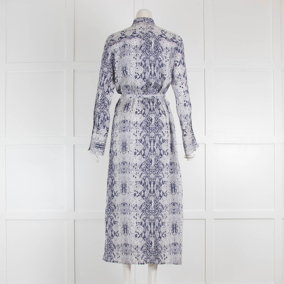 Amina Rubinacci Cream Navy Snake Print Shirt Dress