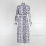 Amina Rubinacci Cream Navy Snake Print Shirt Dress