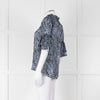 Michael By Michael Kors Blue Black Zebra Print  Ruffled Sleeve Top