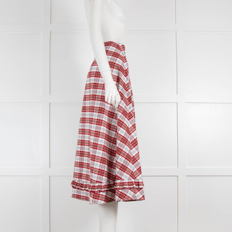 Molly Goddard White Red Check Midi Skirt