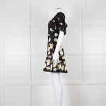 Alice + Olivia Black and Yellow Lace Trim Mini Dress