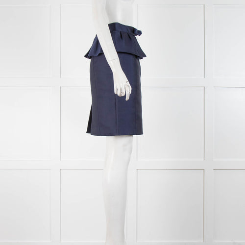 Burberry Prorsum Blue Satin Bow Front Short Skirt