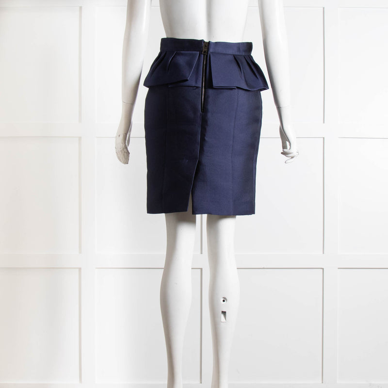 Burberry Prorsum Blue Satin Bow Front Short Skirt