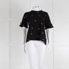 Victoria Victoria Beckham Black Bird Frill Trim T-Shirt