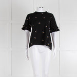 Victoria Victoria Beckham Black Bird Frill Trim T-Shirt