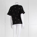 Victoria Victoria Beckham Black Bird Frill Trim T-Shirt