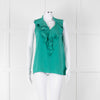 Kobi Halperin Turquoise Frill Front Sleeveless Top
