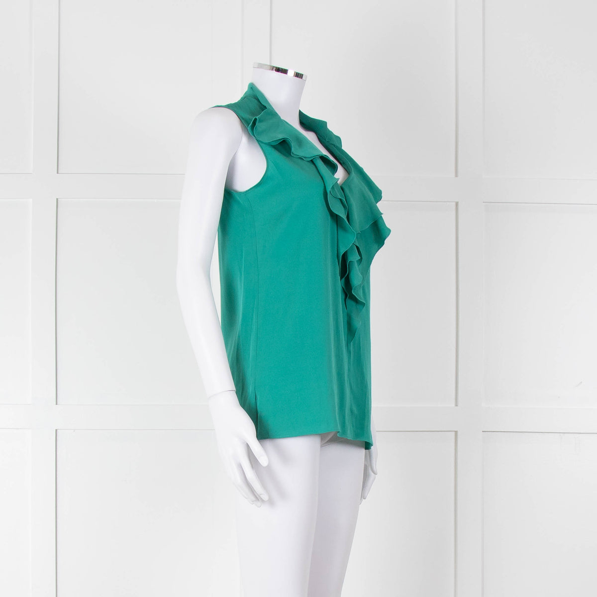 Kobi Halperin Turquoise Frill Front Sleeveless Top