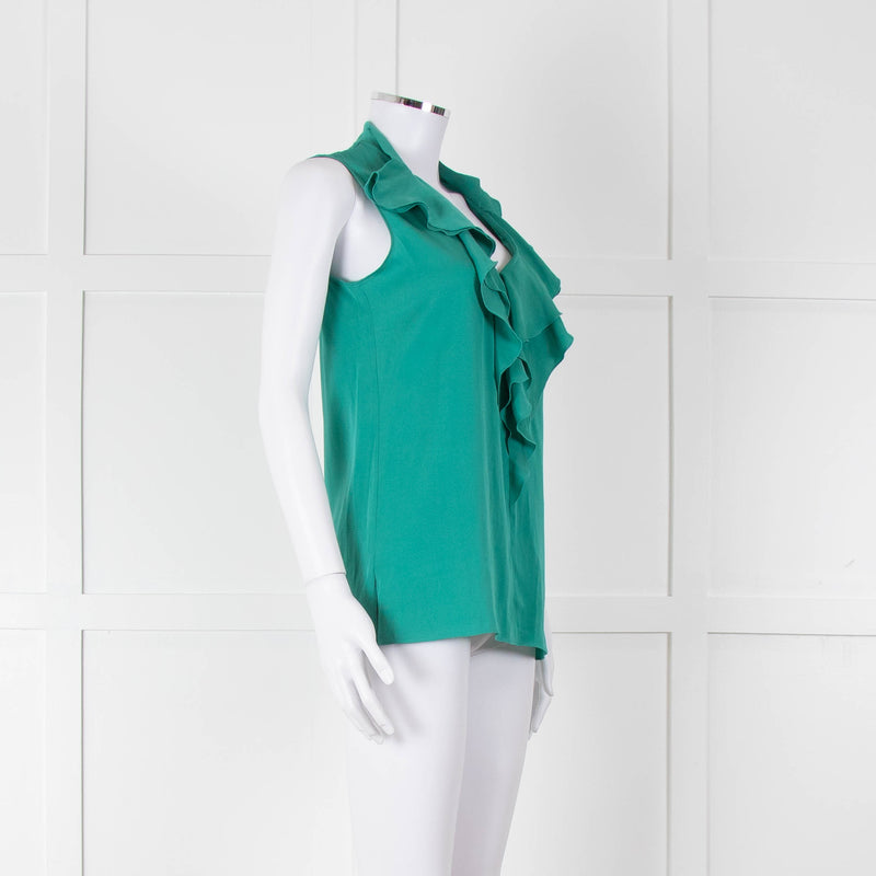 Kobi Halperin Turquoise Frill Front Sleeveless Top