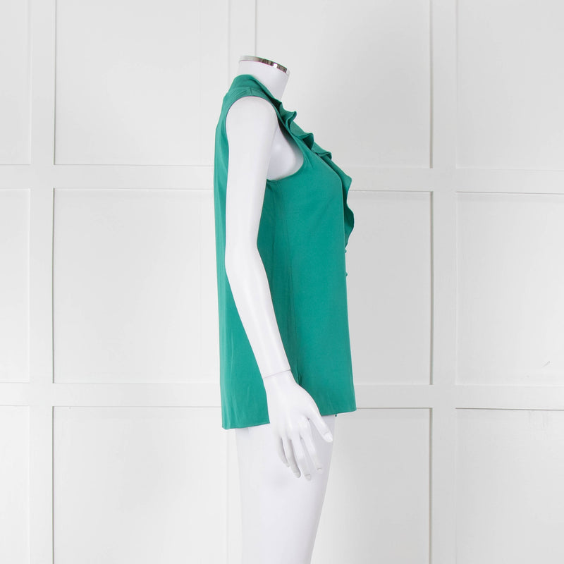 Kobi Halperin Turquoise Frill Front Sleeveless Top