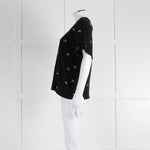 Victoria Victoria Beckham Black Bird Frill Trim T-Shirt