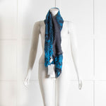 Christopher Kane Cyan Blue Snakeskin Wool/Cashmere Mix Scarf