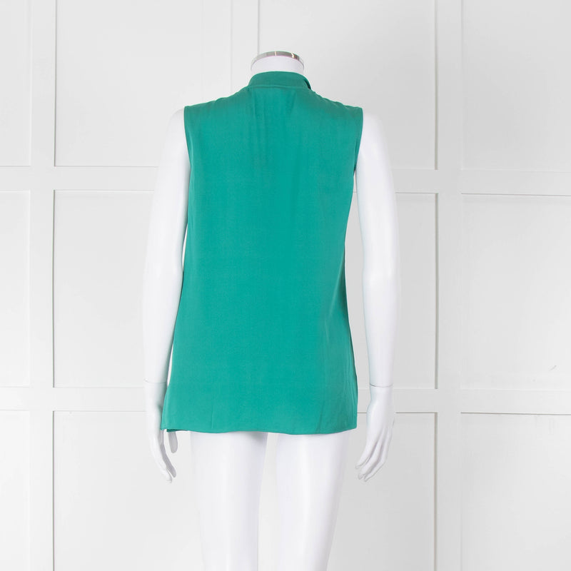 Kobi Halperin Turquoise Frill Front Sleeveless Top