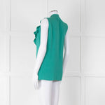 Kobi Halperin Turquoise Frill Front Sleeveless Top