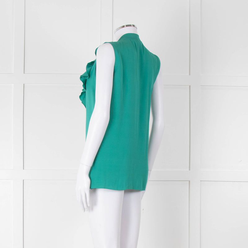 Kobi Halperin Turquoise Frill Front Sleeveless Top