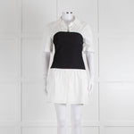 Anna Quan White Cotton Black Wide Waistband Mini Dress