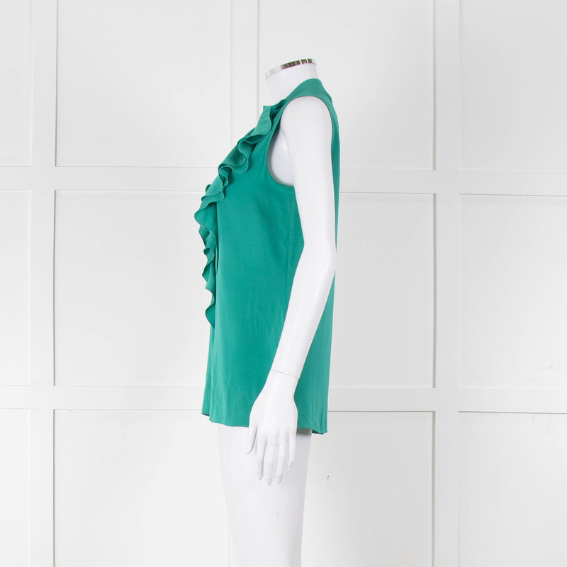 Kobi Halperin Turquoise Frill Front Sleeveless Top