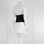 Anna Quan White Cotton Black Wide Waistband Mini Dress