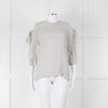 Sandro White Black Pin Striped Cut Out Shoulder Top