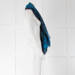 Christopher Kane Cyan Blue Snakeskin Wool/Cashmere Mix Scarf