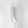 Sandro White Black Pin Striped Cut Out Shoulder Top