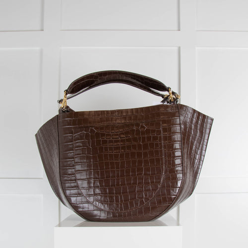 Wandler Brown Embossed Leather MiaTote Bag
