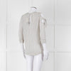 Sandro White Black Pin Striped Cut Out Shoulder Top