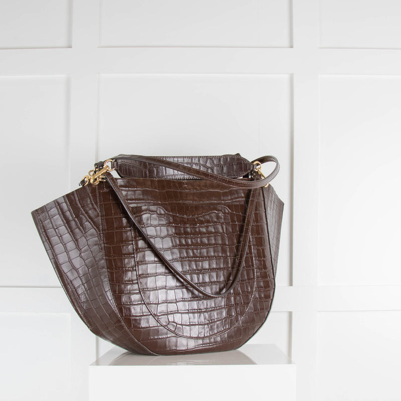 Wandler Brown Embossed Leather MiaTote Bag