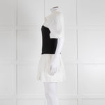 Anna Quan White Cotton Black Wide Waistband Mini Dress