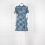 Sandro Navy Logo Print Collared Mini Dress
