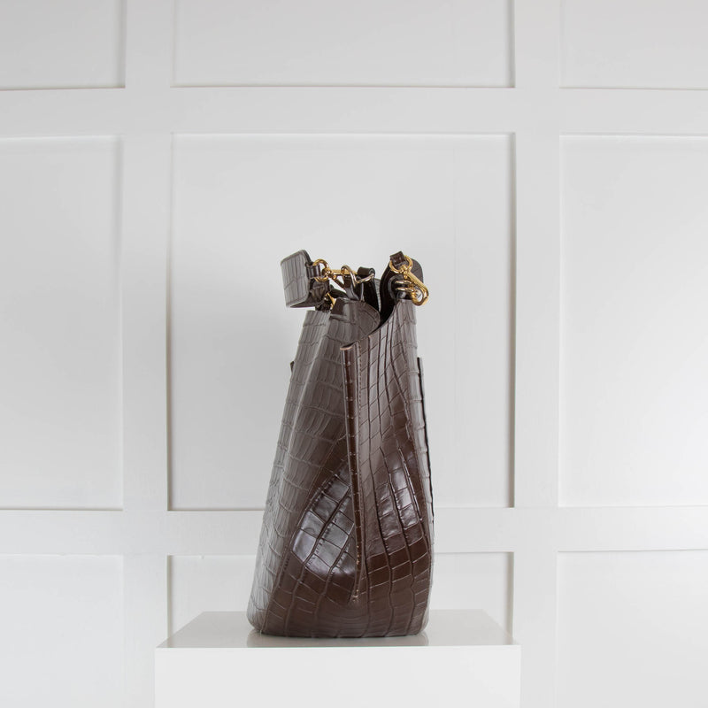 Wandler Brown Embossed Leather MiaTote Bag