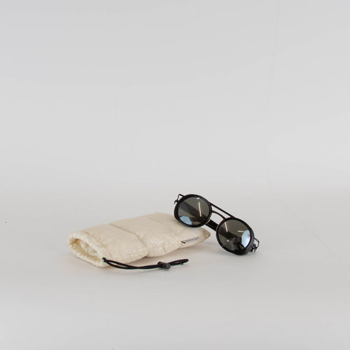 Moncler Black Mirrored Round Sunglasses