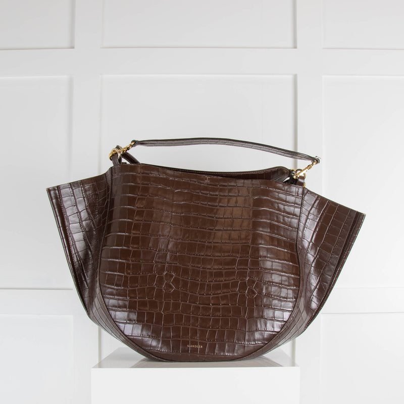 Wandler Brown Embossed Leather MiaTote Bag