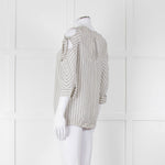 Sandro White Black Pin Striped Cut Out Shoulder Top