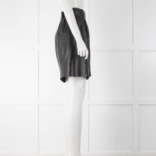Dante 6  Black Textured Leather Skirt