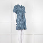 Sandro Navy Logo Print Collared Mini Dress