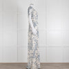 Erdem Cream Blue Floral Silk Short Sleeve Maxi Dress