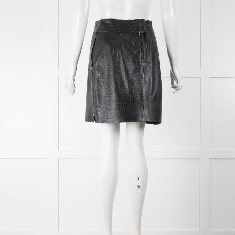 Dante 6  Black Textured Leather Skirt