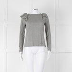 Carolina Herrera Grey Bow On Shoulders Long Sleeve T Shirt