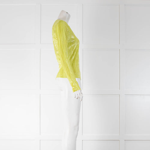 Stine Goya Neon Yellow Velvet Stripes Long Sleeve Top