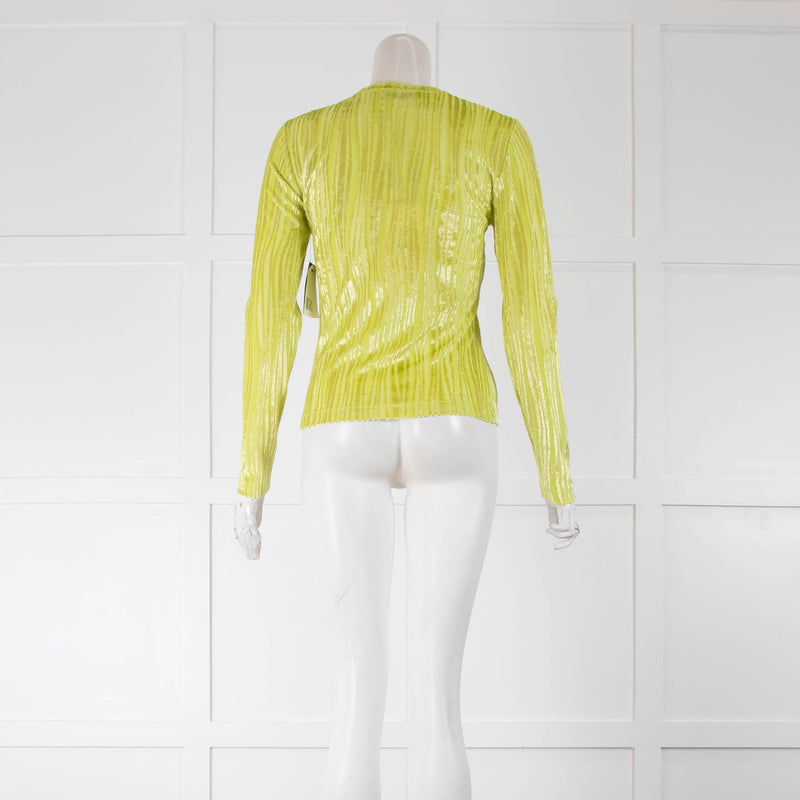 Stine Goya Neon Yellow Velvet Stripes Long Sleeve Top