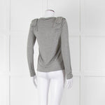 Carolina Herrera Grey Bow On Shoulders Long Sleeve T Shirt