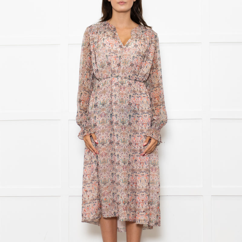 Zadig & Voltaire Pale Pink Multi Floral Oversized Belted Dress