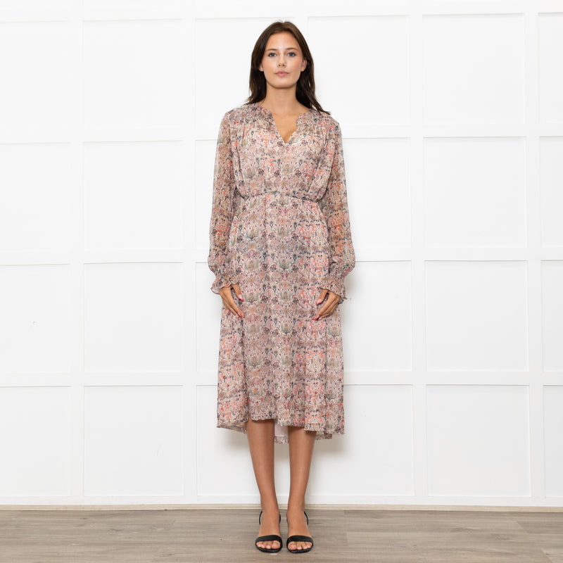 Zadig & Voltaire Pale Pink Multi Floral Oversized Belted Dress