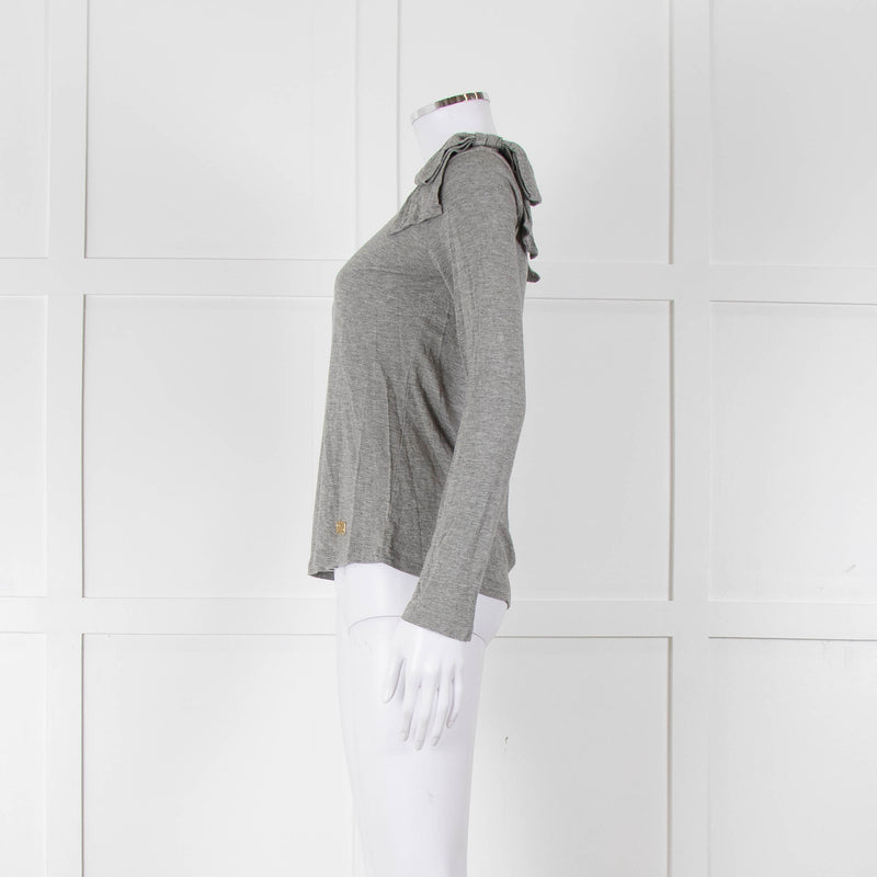 Carolina Herrera Grey Bow On Shoulders Long Sleeve T Shirt