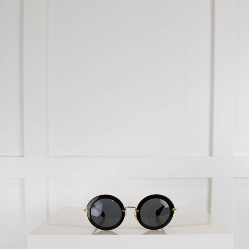 Miu Miu Black Acetate Round Sunglasses